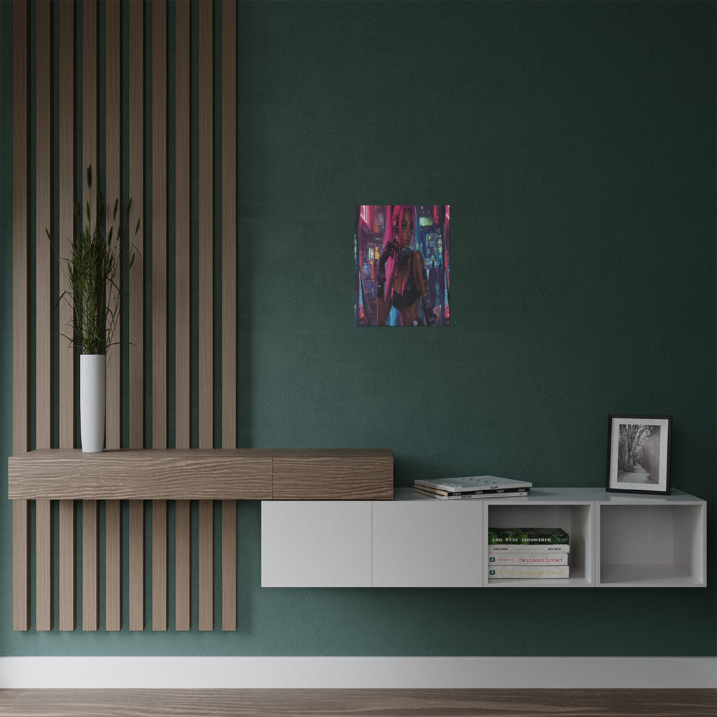 Neon Vigil: Cyber Siren Wall Art