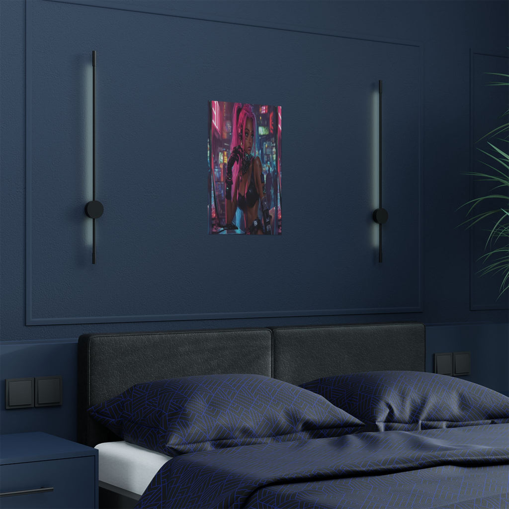 Neon Vigil: Cyber Siren Wall Art