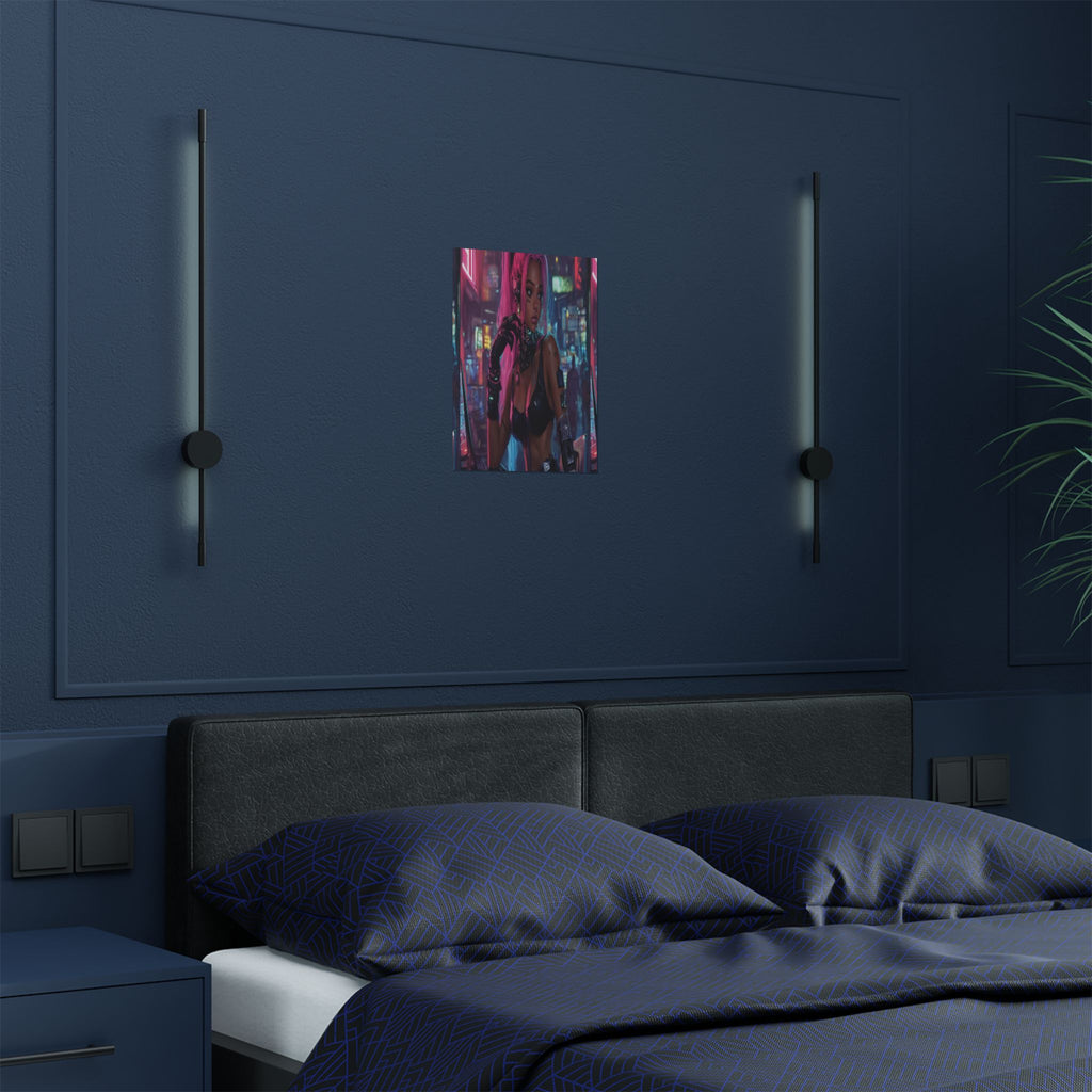 Neon Vigil: Cyber Siren Wall Art