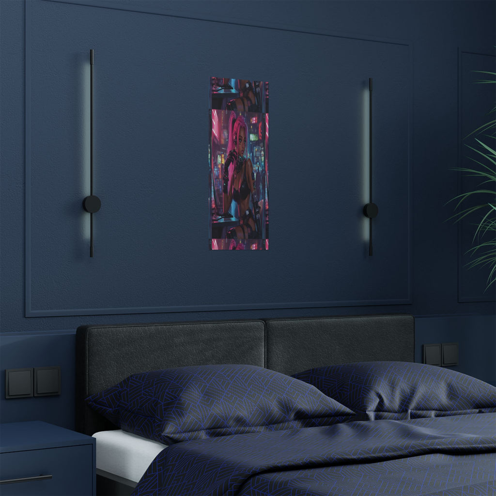 Neon Vigil: Cyber Siren Wall Art