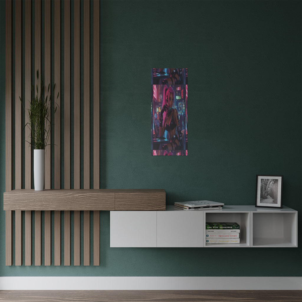 Neon Vigil: Cyber Siren Wall Art