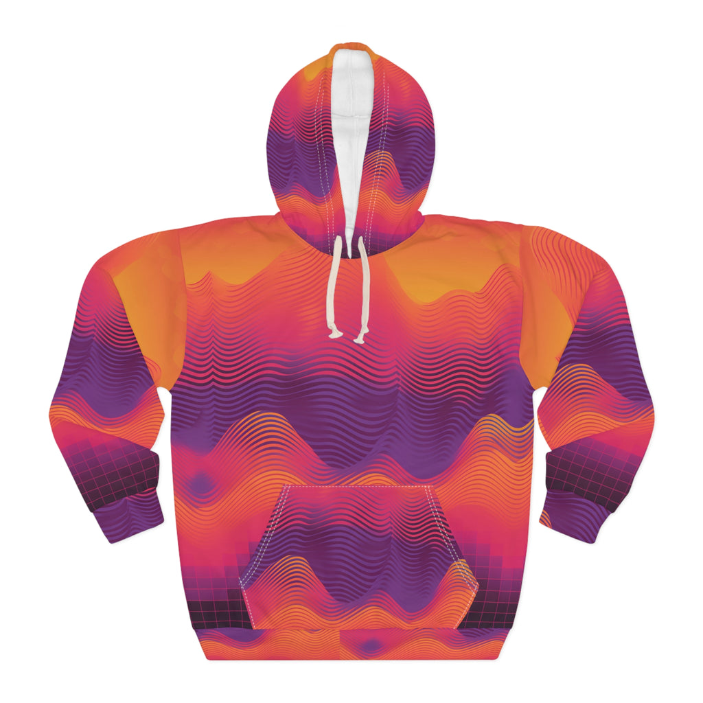 Retro Wave Unisex AOP Pullover Hoodie