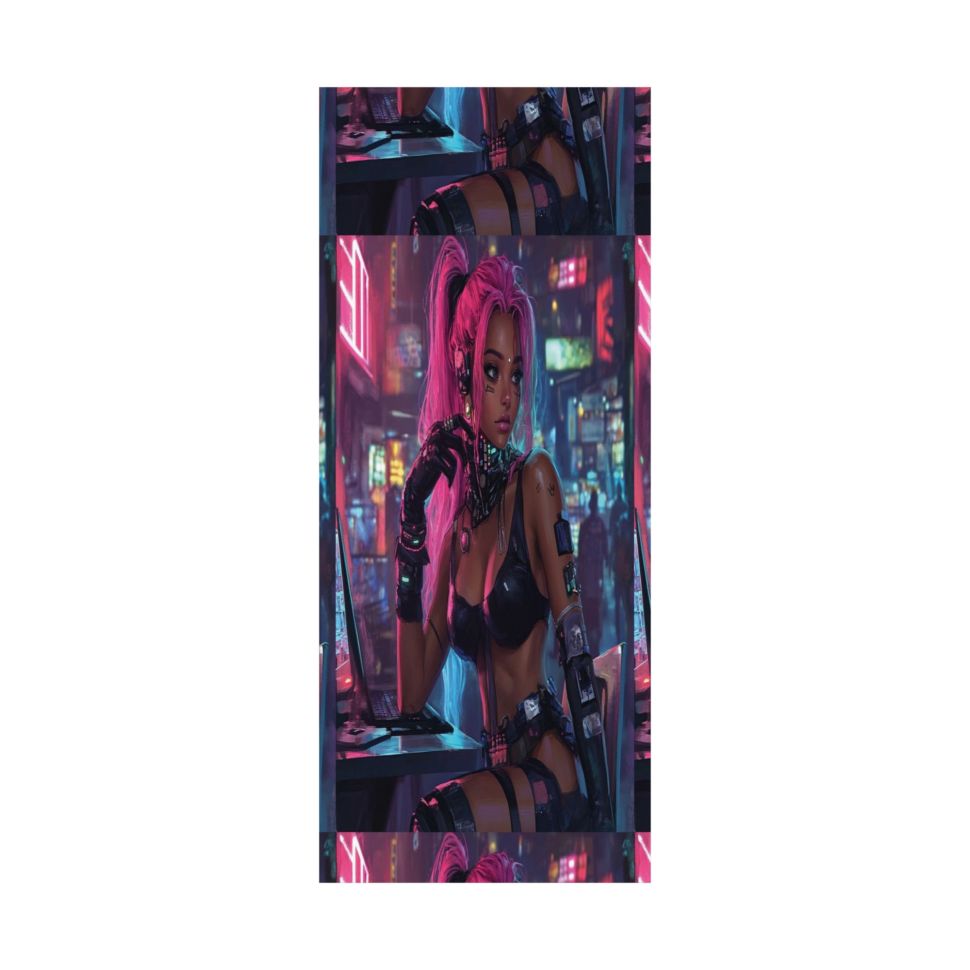 Neon Vigil: Cyber Siren Wall Art