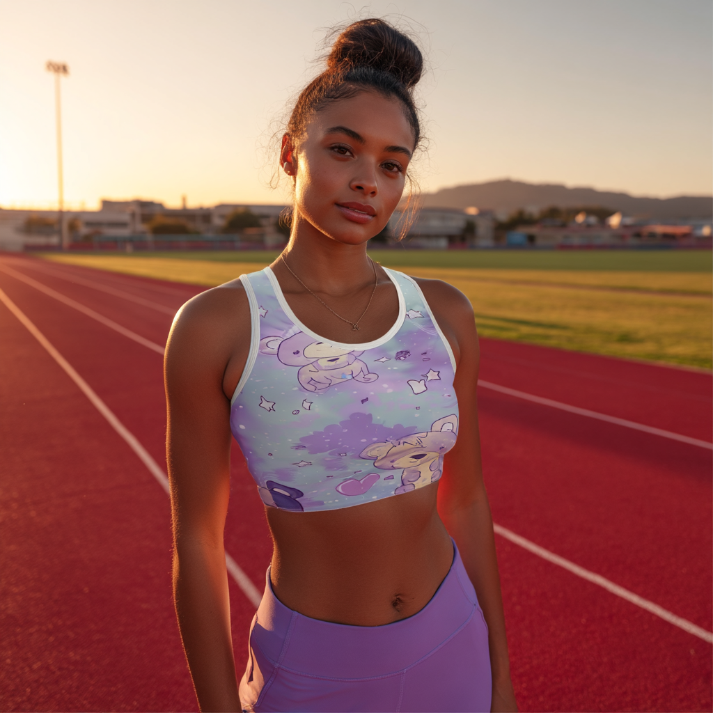 Lavender Bear Hugs Sports Bra