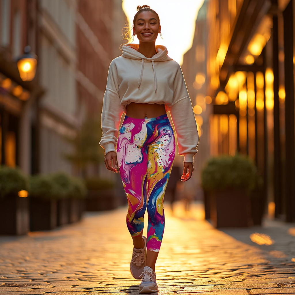 Neon Swirl Splash Yoga Leggings