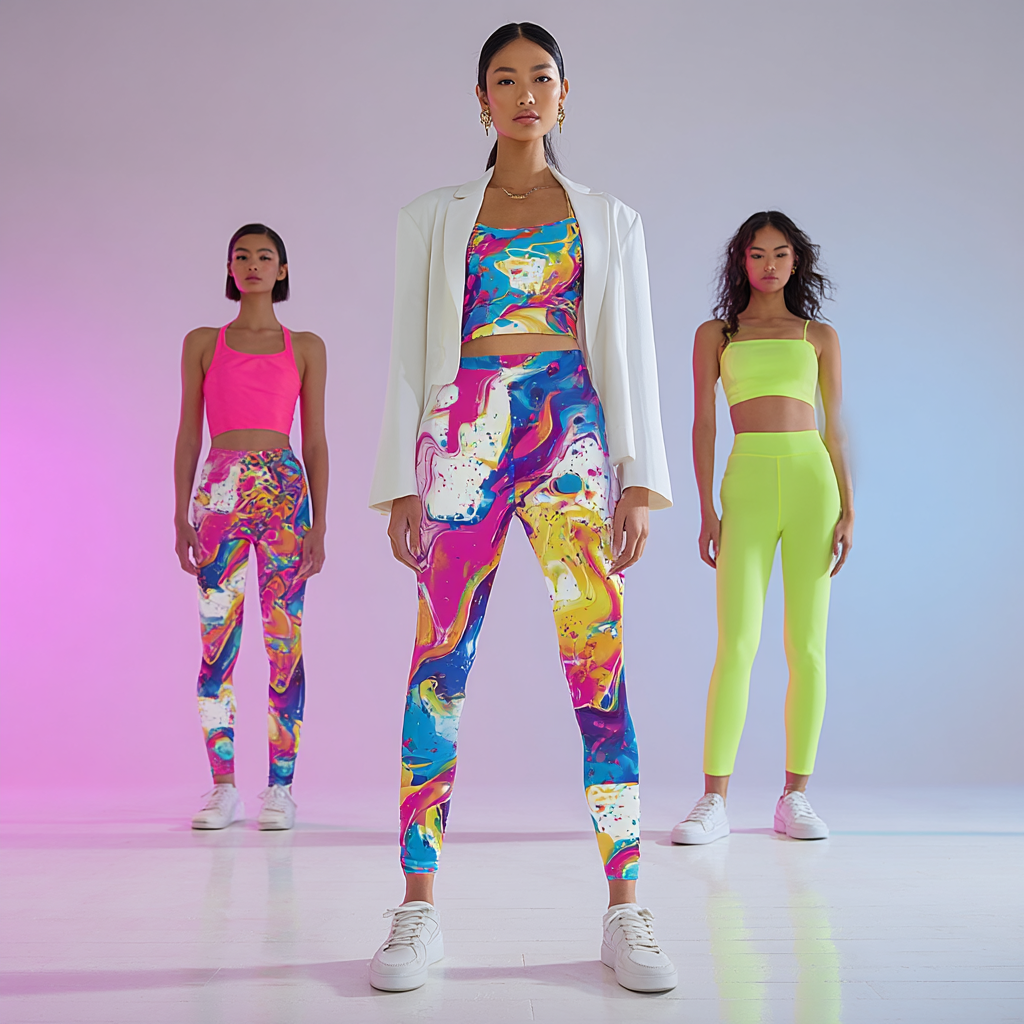 Neon Swirl Splash Yoga Leggings