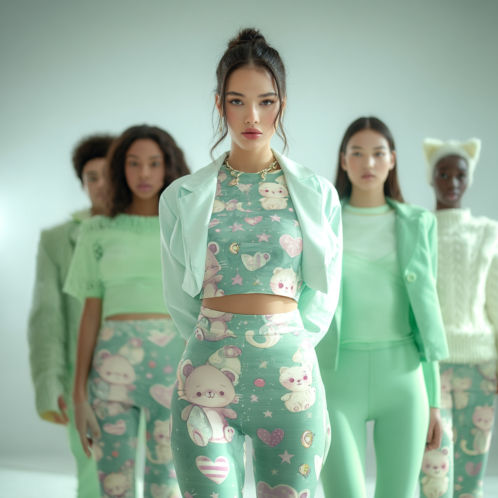 Minty Bears & Starry Dreams Stretch Leggings