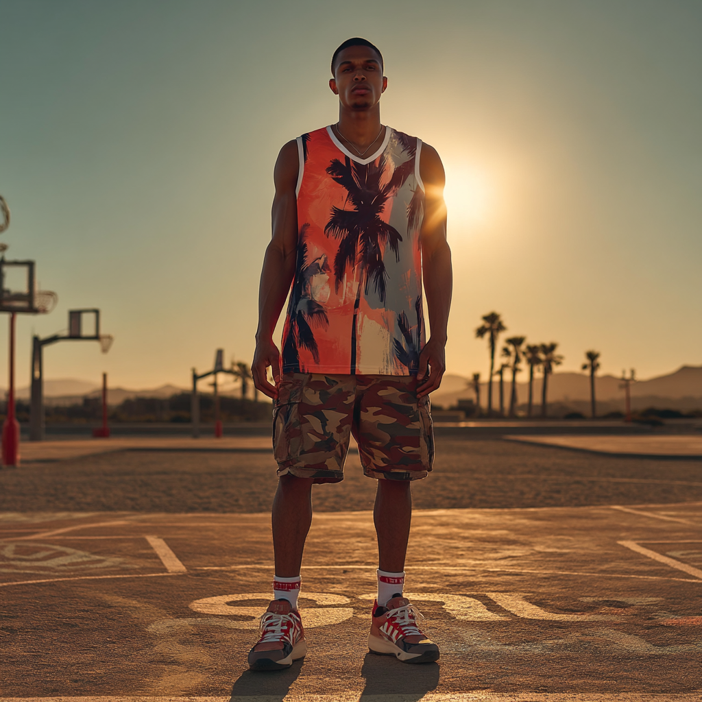 Sunset Palms: Retro Surf Basketball Jersey