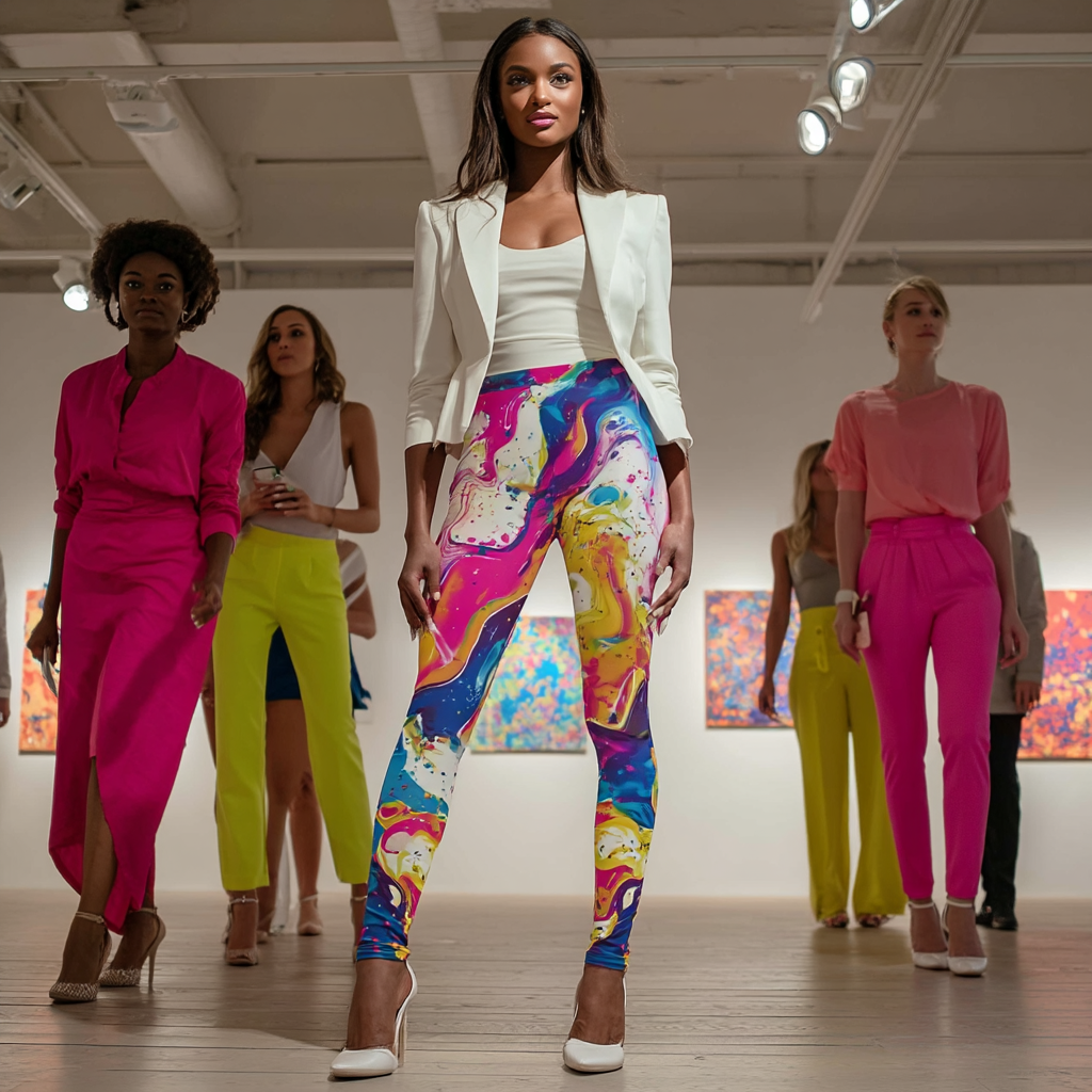 Neon Swirl Splash Yoga Leggings