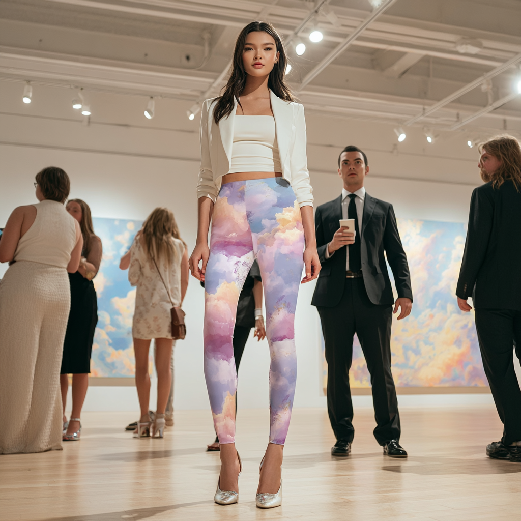 Cotton Candy Bloom — Stretchy Leggings (AOP)