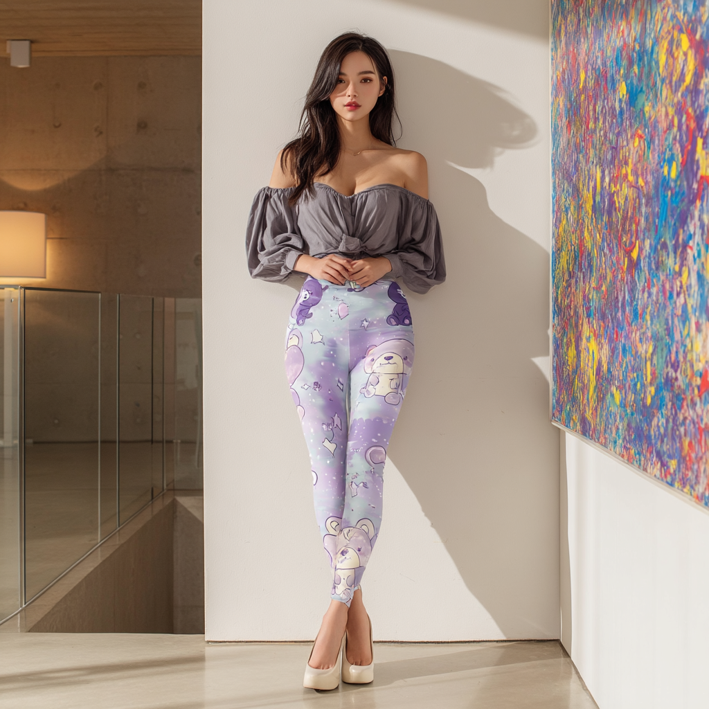 “Lavender Snuggle Bears” Pastel Leggings