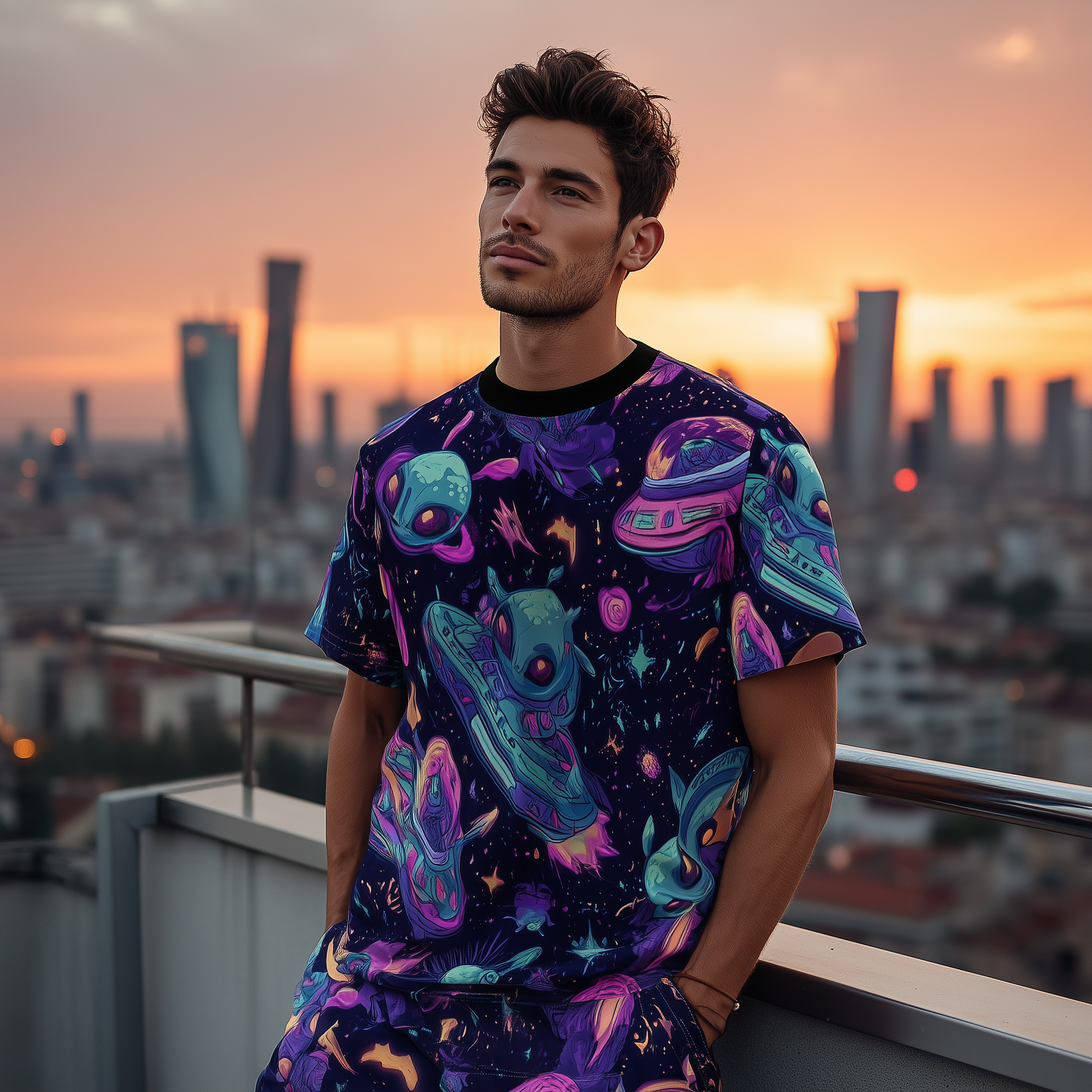 Galactic Drift: Alien Anime Adventure Unisex Tee
