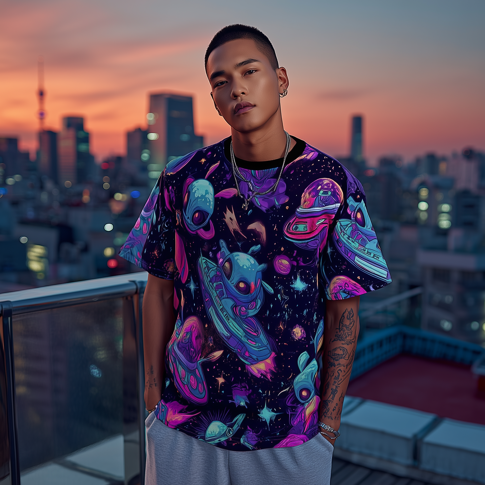 Galactic Drift: Alien Anime Adventure Unisex Tee