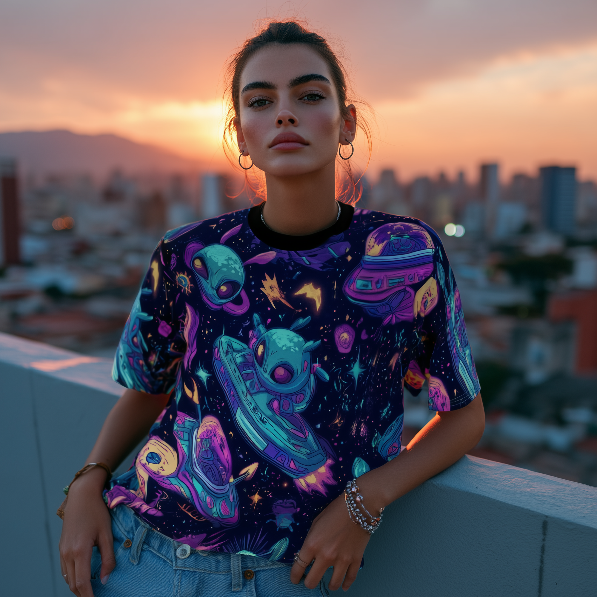 Galactic Drift: Alien Anime Adventure Unisex Tee