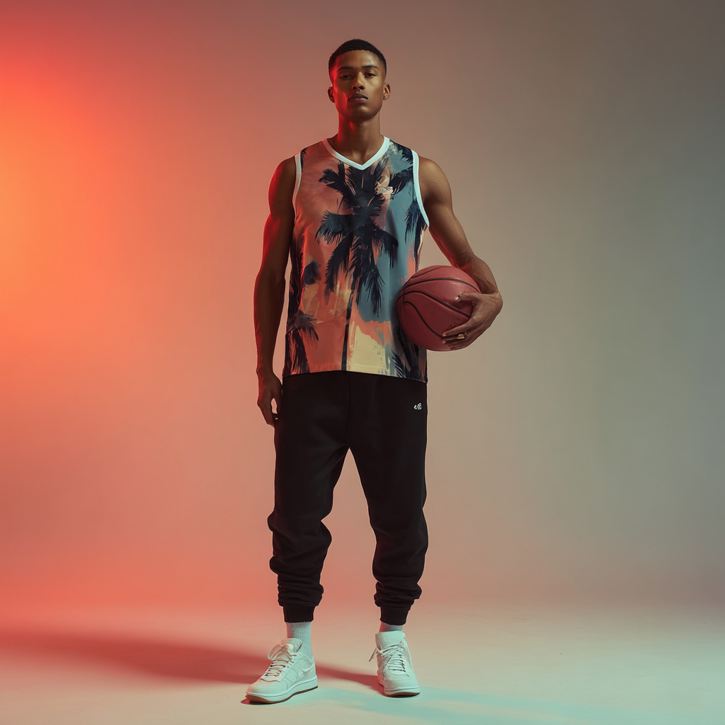 Sunset Palms: Retro Surf Basketball Jersey