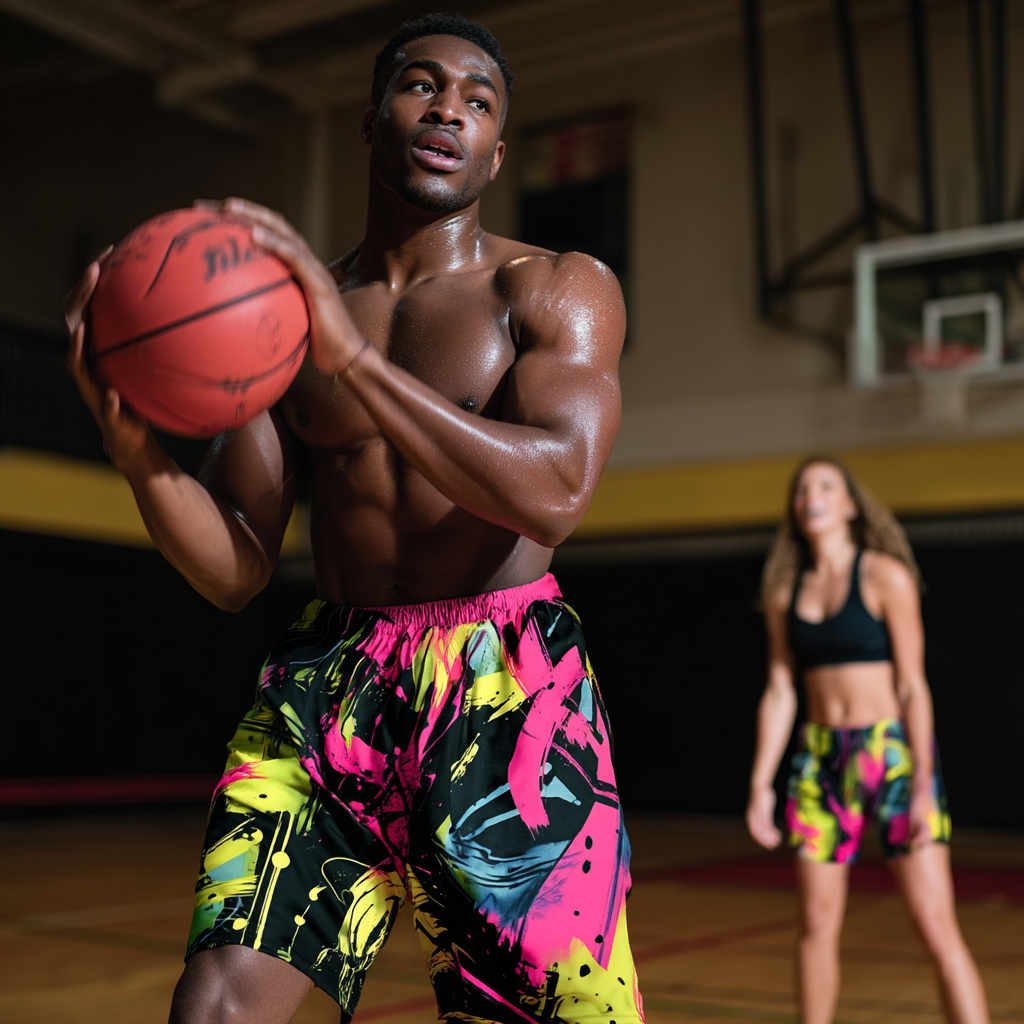 Neon Chaos Graffiti Basketball Shorts