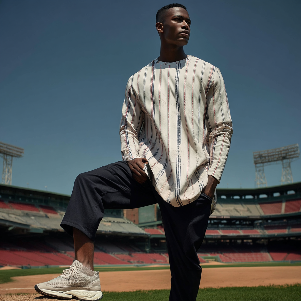 Vintage Pinstripe Revival – Men’s UV Long Sleeve Performance Shirt