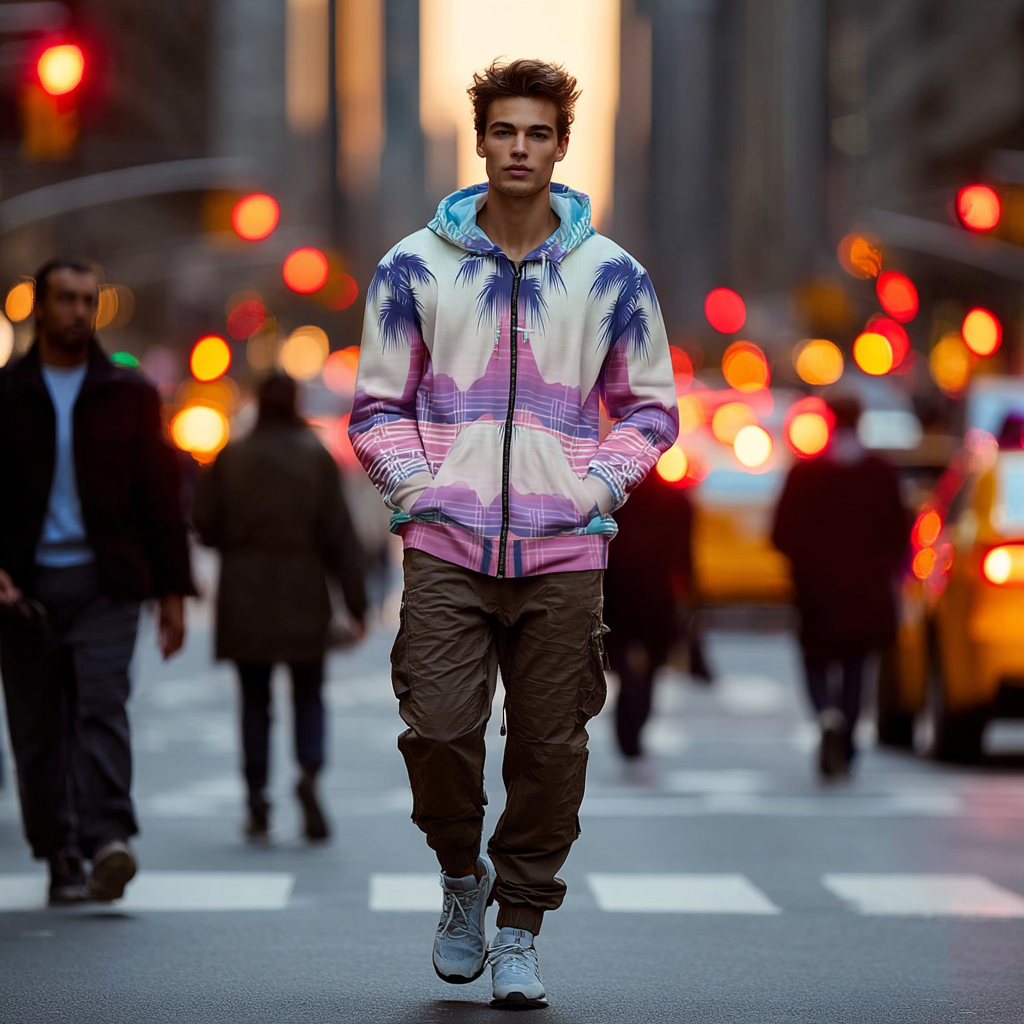 Pastel Wave Unisex Zip-Up Hoodie