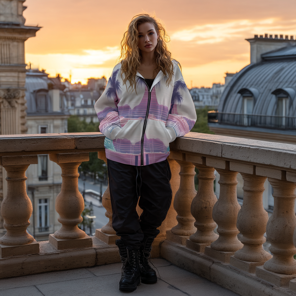 Pastel Wave Unisex Zip-Up Hoodie