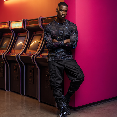 Arcade Glitch – Retro Maze Game Long Sleeve Shirt