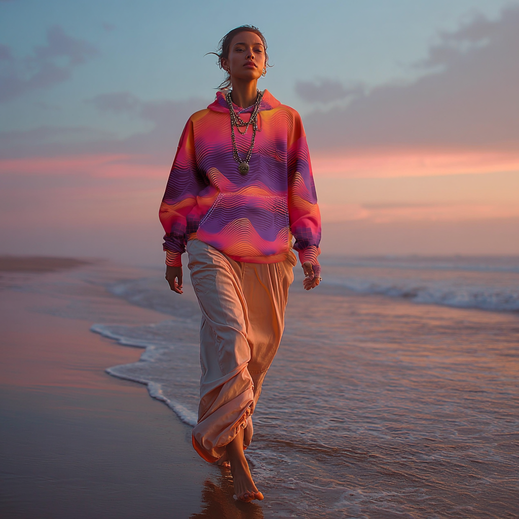 Retro Wave Unisex AOP Pullover Hoodie