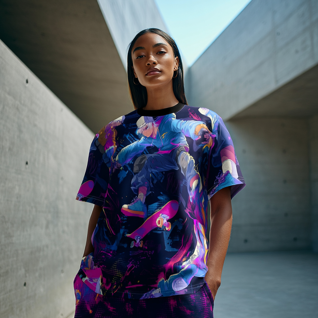 Neon Grind: Anime Skater Unisex Tee