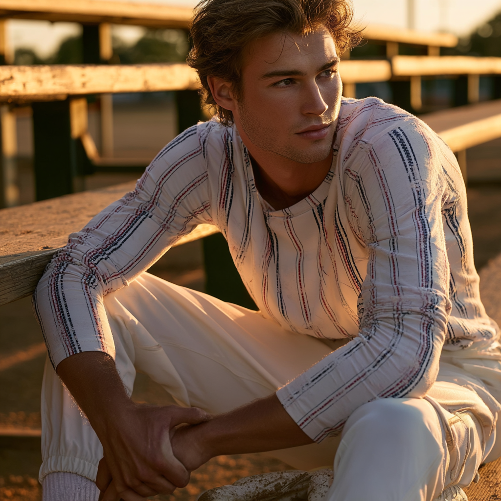Vintage Pinstripe Revival – Men’s UV Long Sleeve Performance Shirt