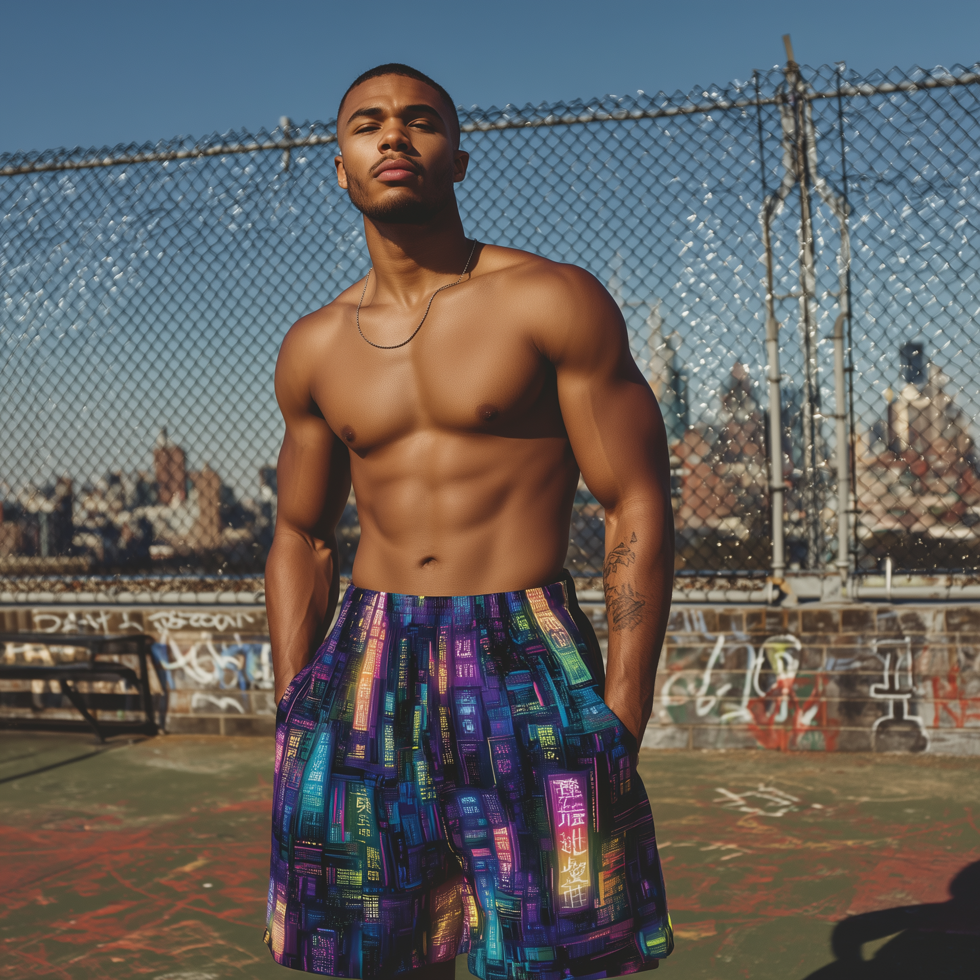 Electric Alley: Futuristic BasketBall Shorts