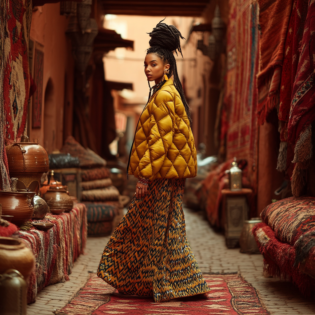 Golden Geo Women’s Quilted AOP Puffer Jacket