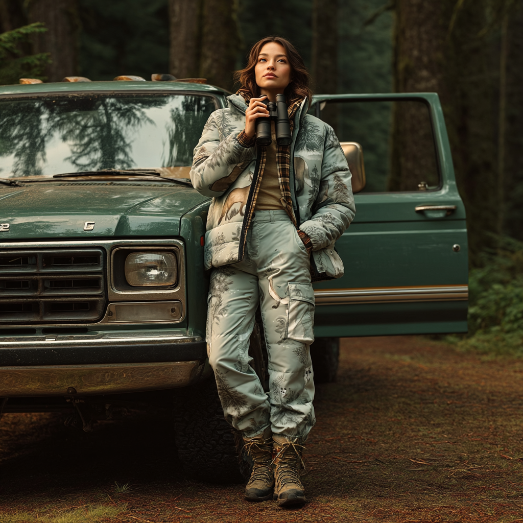 Woodland Whisper Women’s AOP Puffer Jacket