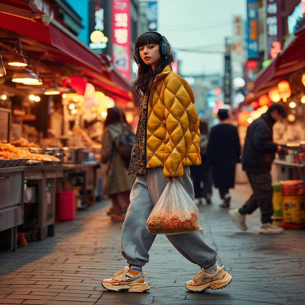 Golden Geo Women’s Quilted AOP Puffer Jacket