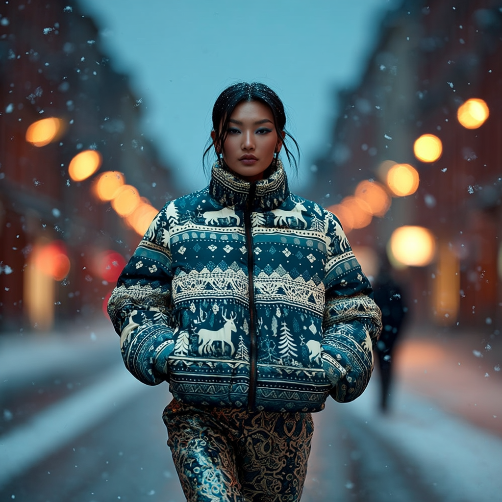 Nordic Lodge Women’s AOP Puffer Jacket