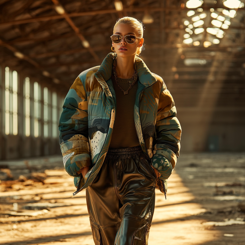 Auric Oasis All-Over-Print Puffer Jacket