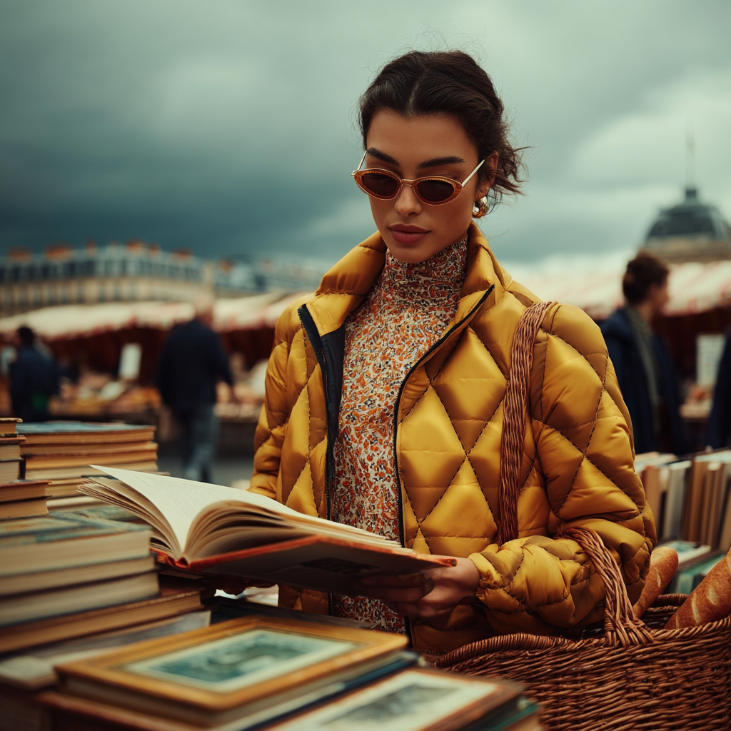 Golden Geo Women’s Quilted AOP Puffer Jacket