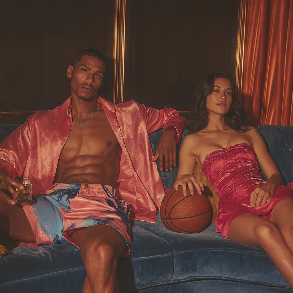 Sunset Surf Palm Basketball Shorts