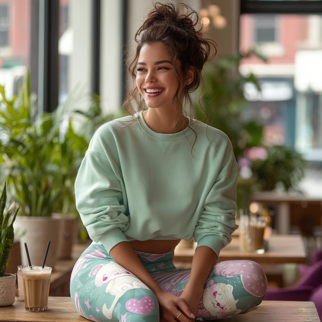 Minty Bears & Starry Dreams Stretch Leggings