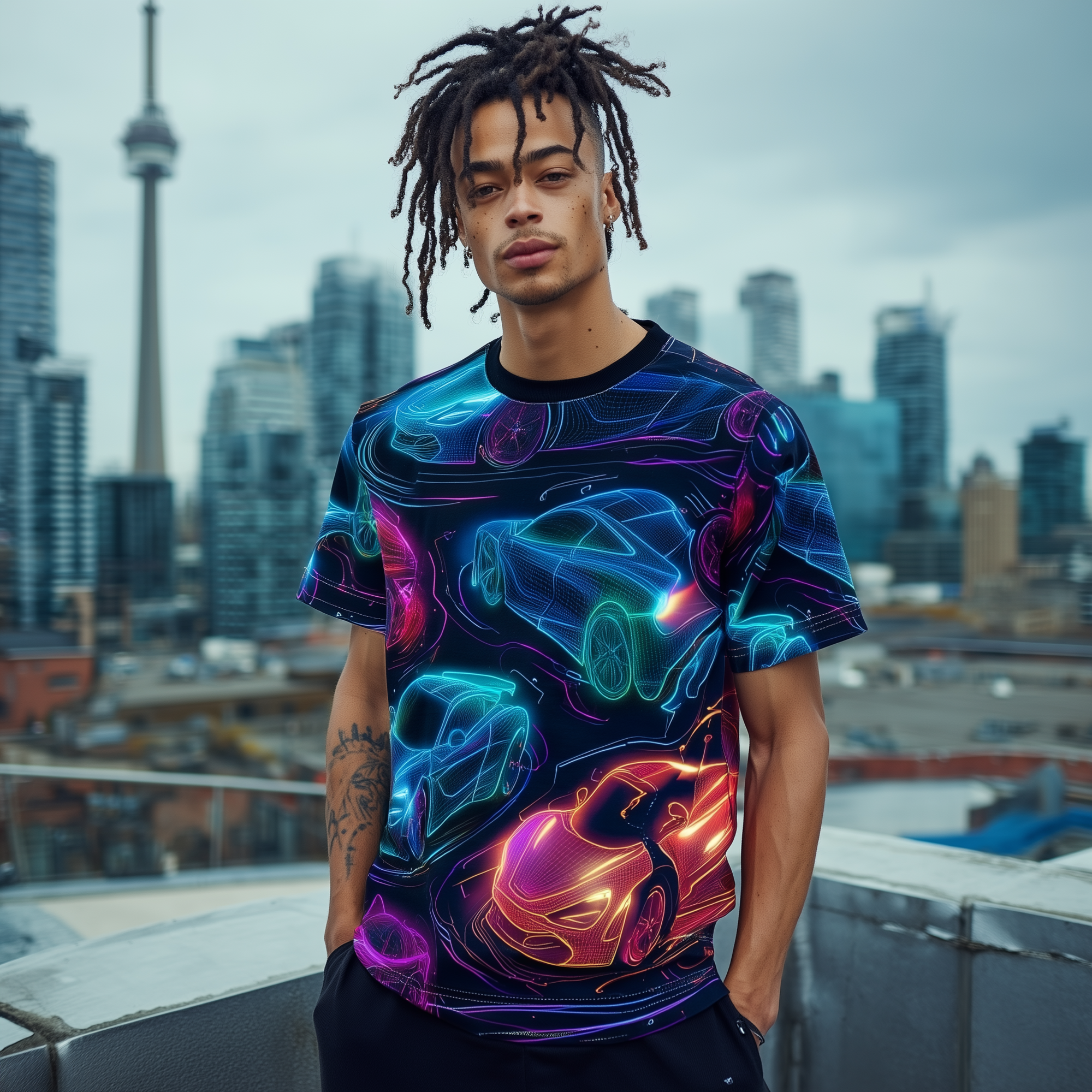 Neon Velocity: Hypercar Gridflow Unisex Tee