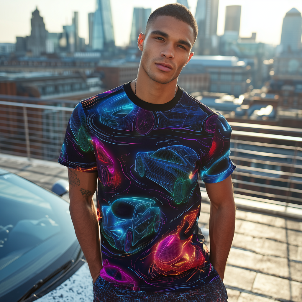 Neon Velocity: Hypercar Gridflow Unisex Tee