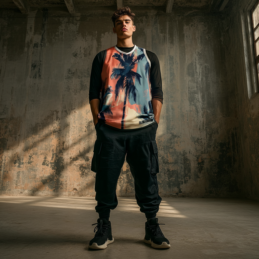 Sunset Palms: Retro Surf Basketball Jersey