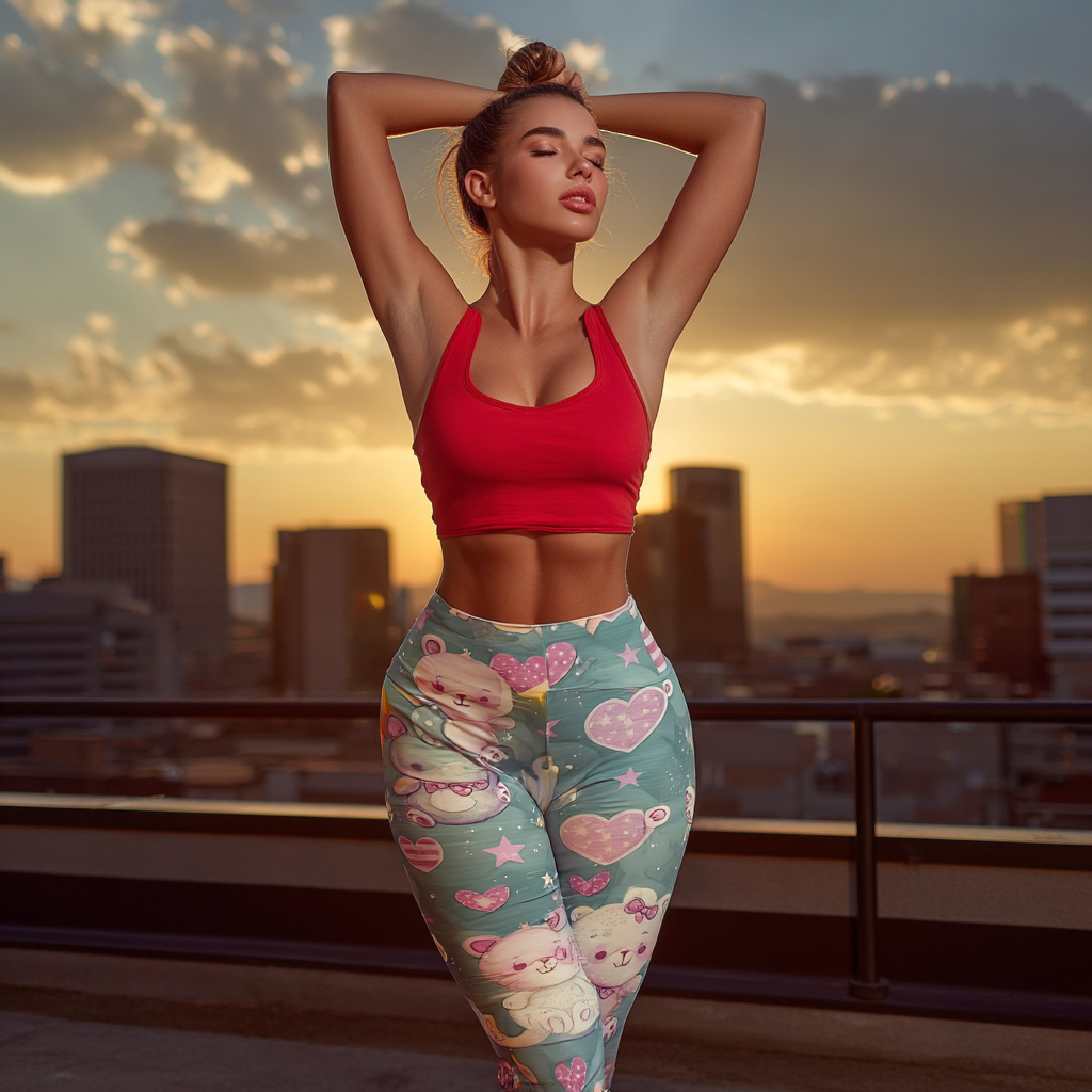 Minty Bears & Starry Dreams Stretch Leggings