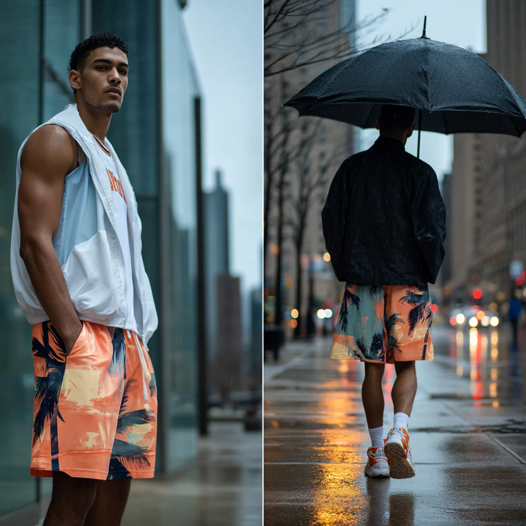 Sunset Surf Palm Basketball Shorts