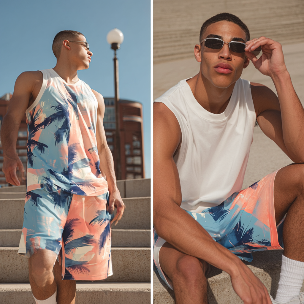 Sunset Surf Palm Basketball Shorts