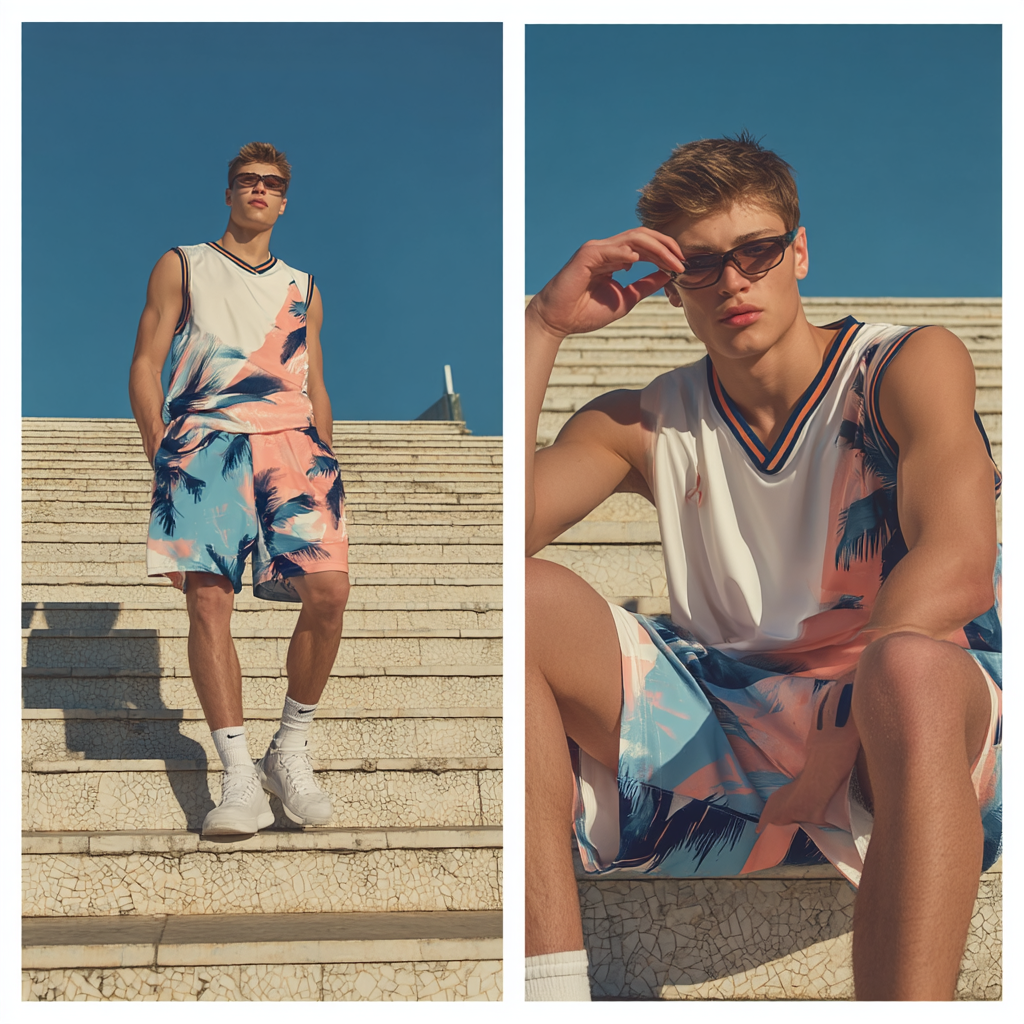 Sunset Surf Palm Basketball Shorts