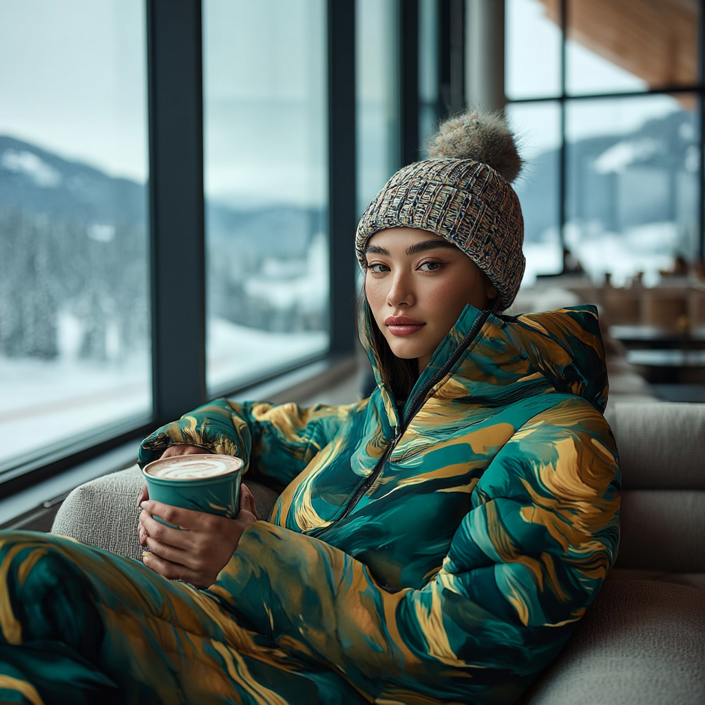 Teal Ember Women’s AOP Puffer Jacket