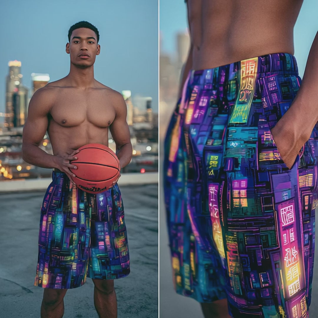Electric Alley: Futuristic BasketBall Shorts