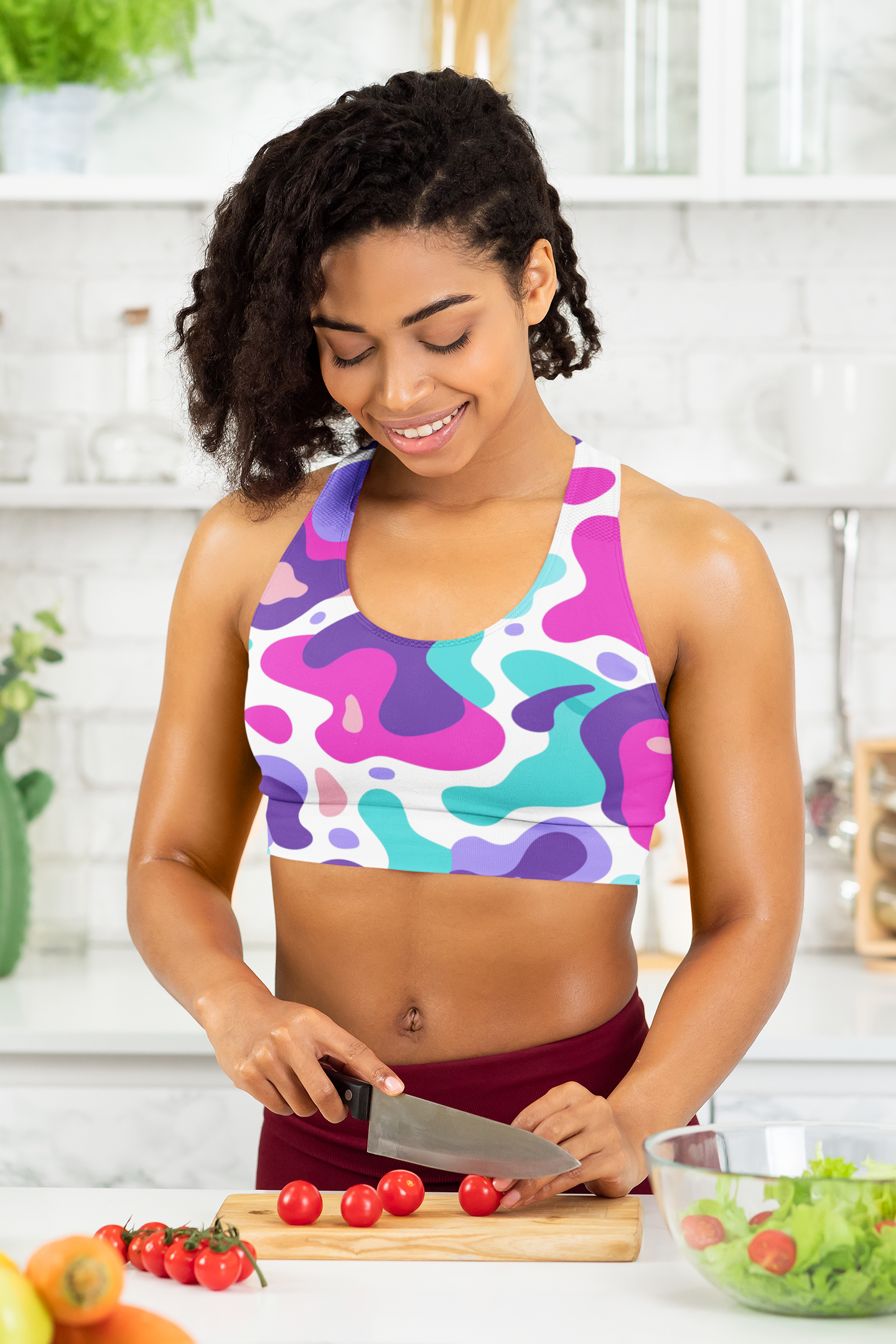 Neon Camo Splash Sports Bra